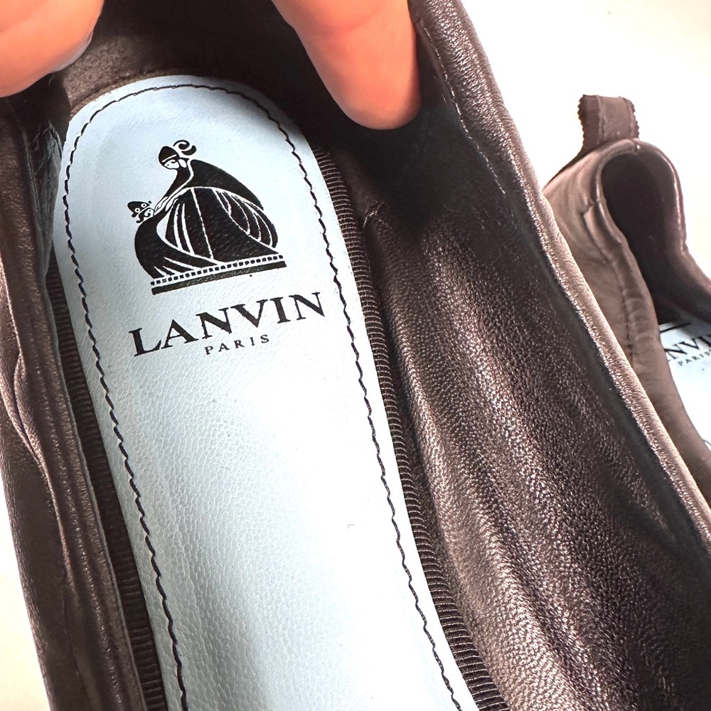 Lanvin Black Ballet Flats with Flower Appliqué - Picture 9 of 13